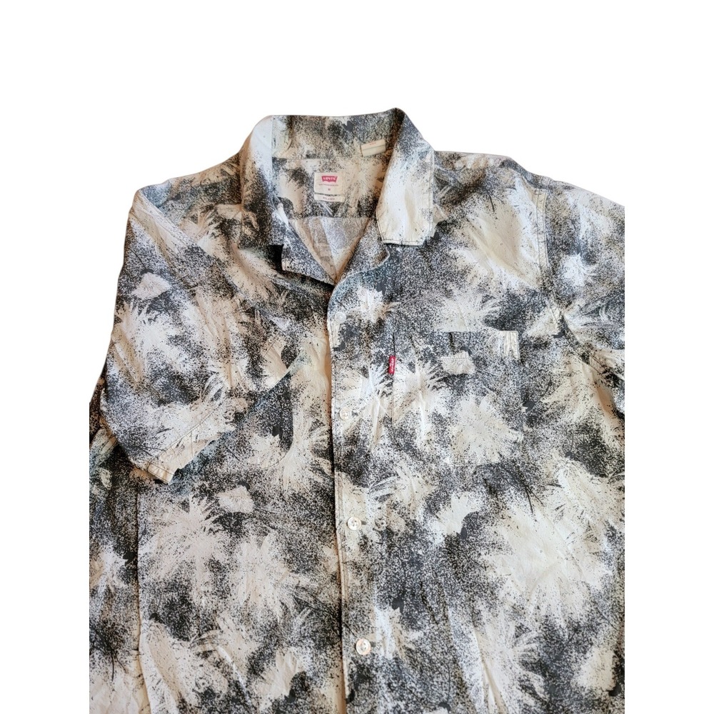 Levi's Button Down Shirt Mens Medium Black White EUC Relaxed Abstract Print